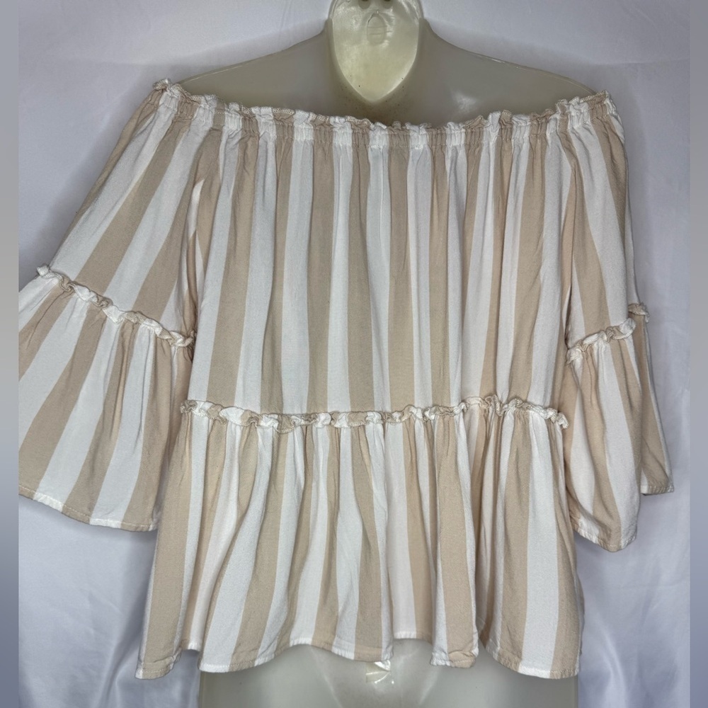 Striped Off-Shoulder Women's Top - Picture 3 of 5